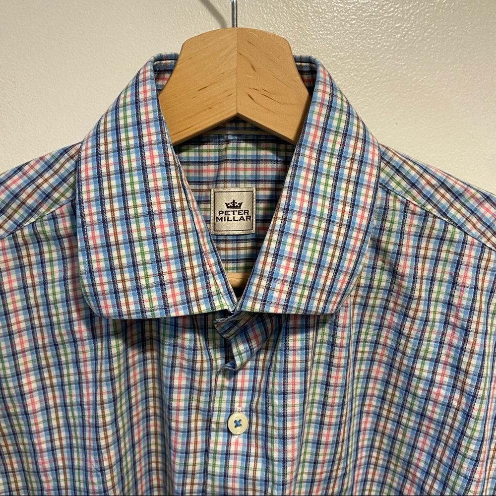 Peter Millar Long Sleeve Button Up Plaid Shirt Men’s Medium.